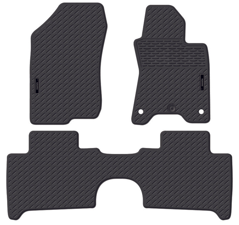 3D Custom Floor Mats Suits Nissan Navara NP300 Dual Cab D23 11/2015-On Rubber 3 Piece Front & Rear Black Automatic EXP.ELEMENT3664210k