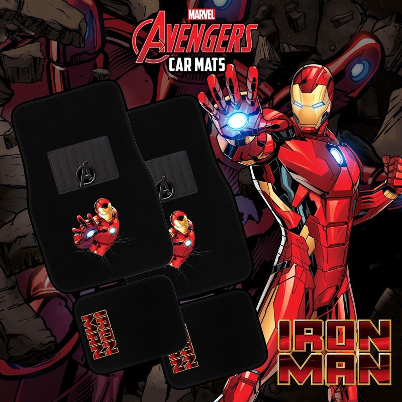 Marvel Avengers Car Floor Mats Black Set of 4 Iron Man – Motoquipe New ...