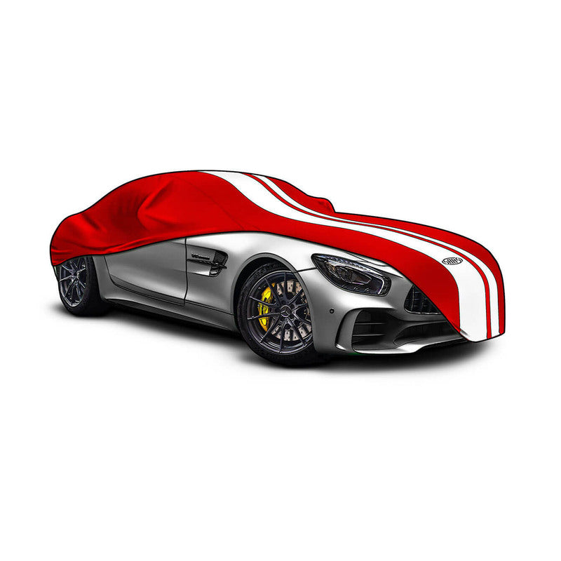 Indoor Classic Weatherproof Car Cover Small Red With White Stripes 4.0m SC1030