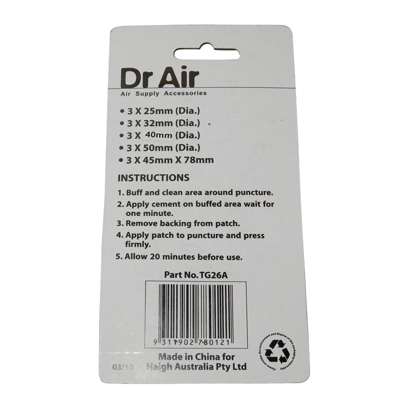 Rubber Tyre Patches 15 Pieces Assorted 5 Sizes TG26A