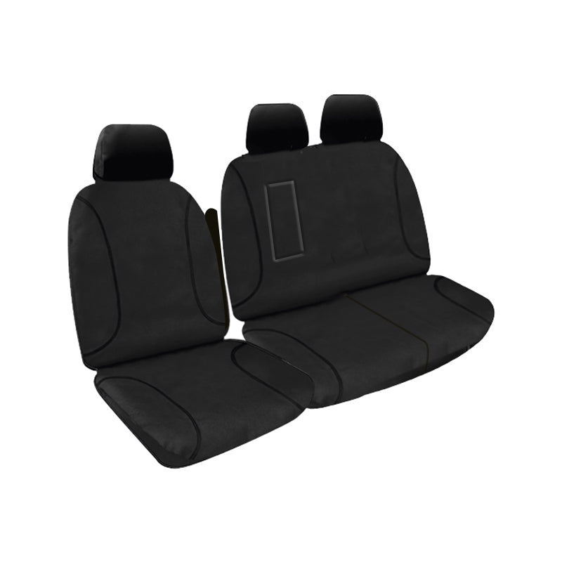 Tradies Full Canvas Seat Covers Suits Ford Transit Custom (VO/VN) Commercial Single Cab Van 3/2013-9/2023 Black