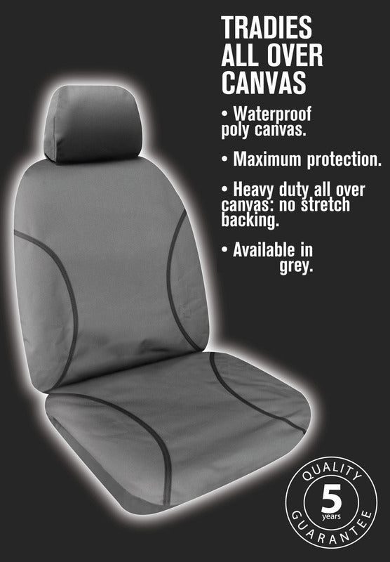 Tradies Canvas Seat Covers suits Toyota Prado 150 Series VX/Kakadu 7 Seater 6/2021-7/2024 Grey
