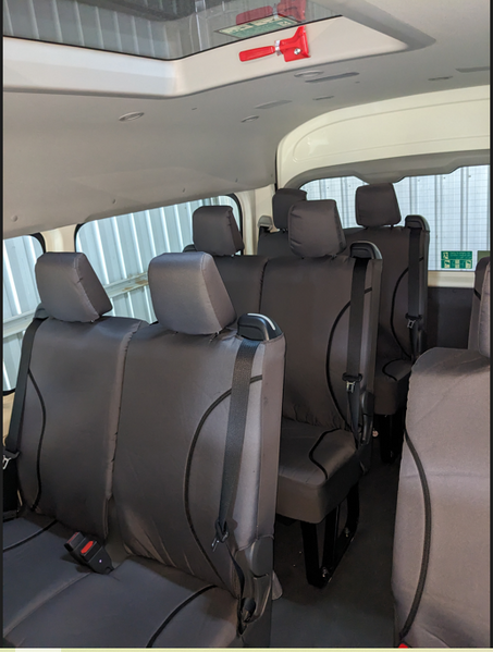 Kakadu Canvas Custom Made Grey Seat Covers suits Toyota Hi-Ace Commuter Bus 2/2019-on 5 Rows