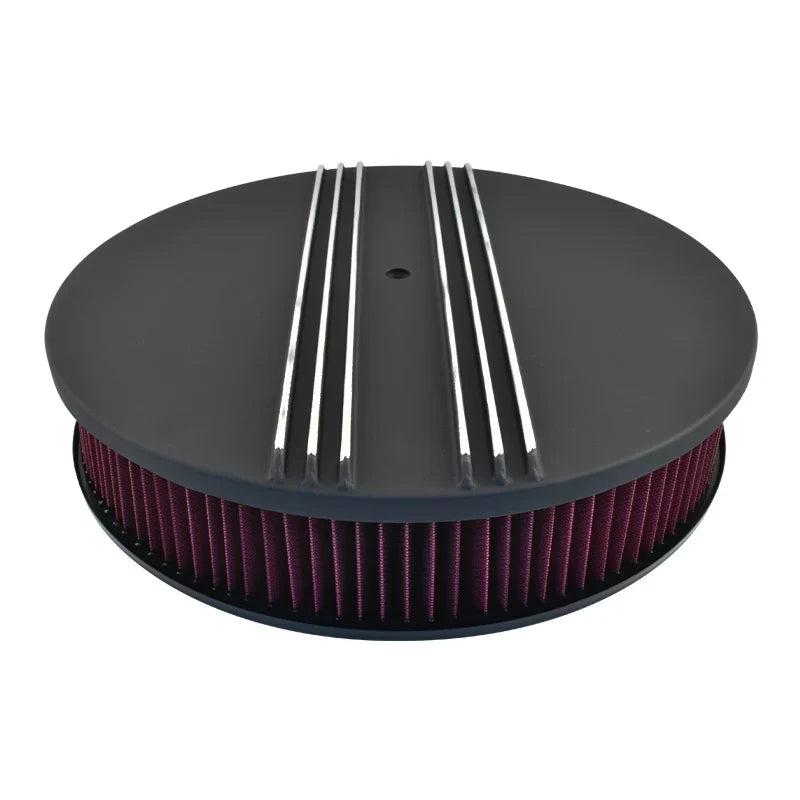 Round 14" Air Cleaner Kit Half Finned Black CAL-4726-BK