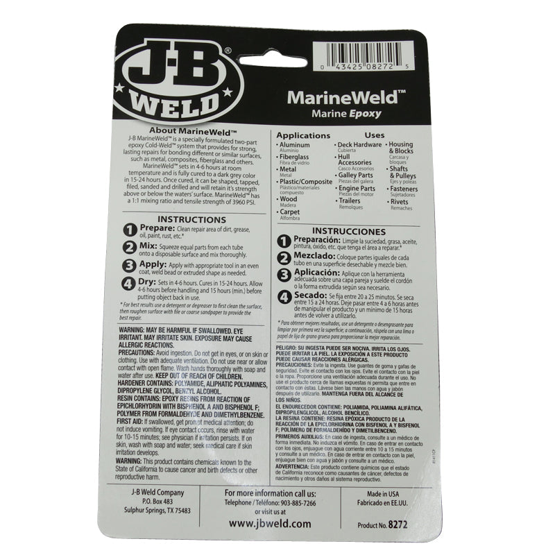 Jb J-B Weld Water Weld Marine Boat Bath Shower Repair Bond Glue