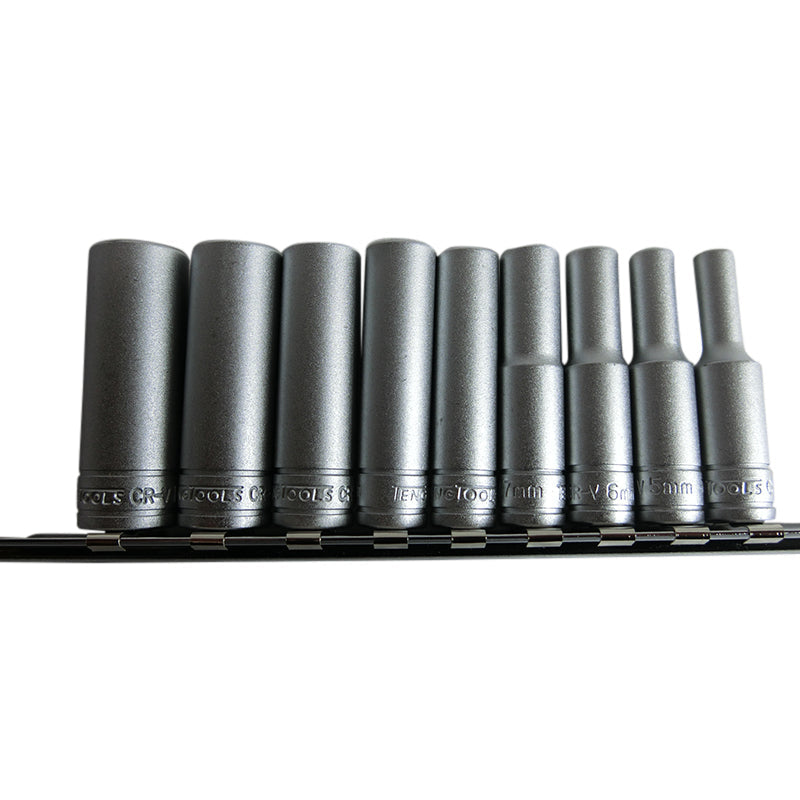 Teng Tools - 9 Piece 1/4 inch Drive Deep 6 Point Sockets on Clip Rail ...
