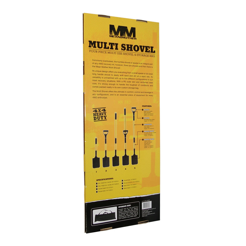 Mean Mother 4WD Multi Shovel Spade Carbon Steel Blade With Storage Bag MMSHV