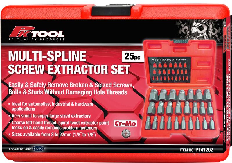 Extractor Set - 25Pc 6Pt Bolt & Screw Twist Socket 3Mm To 22Mm Heads