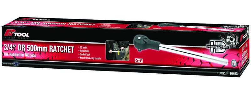 Ratchet - 3/4  Dr 500Mm 72T Heavy Duty