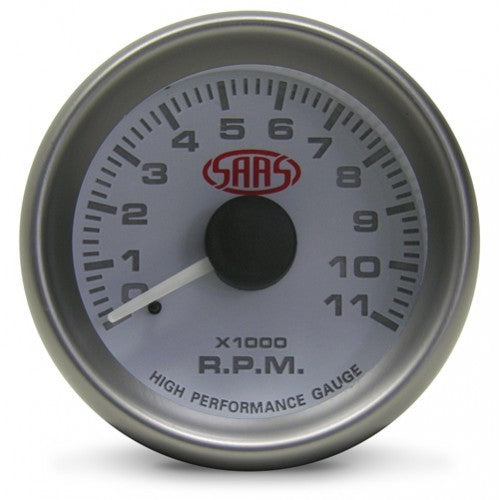 Saas 52mm 2 Inch Car Tacho Gauge White Face Multi Colour 8,000 RPM SG-TAC52W