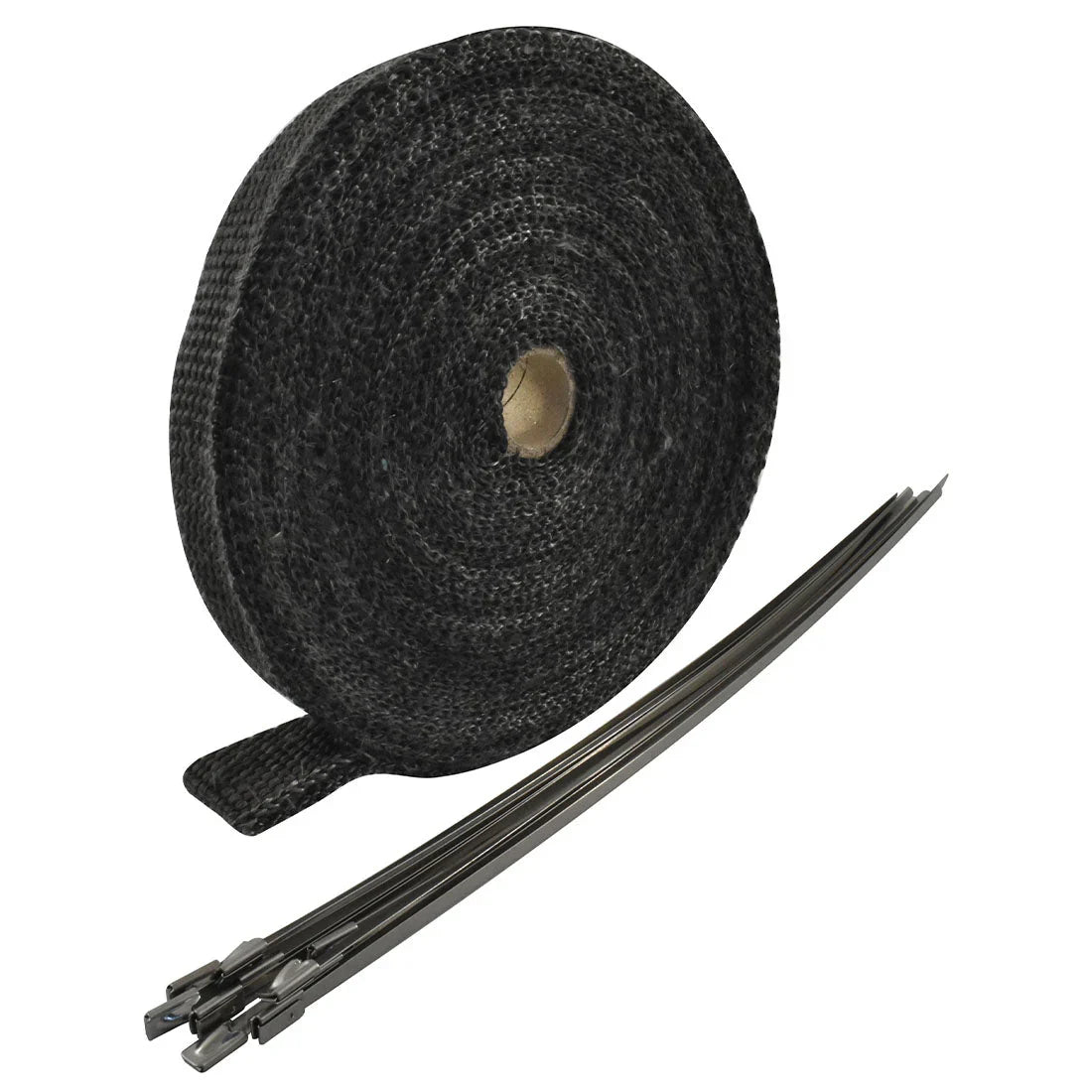 Cal Custom Exhaust Wrap 2" X 50', Fibreglass Black w/Stainless Ties CAL-H1013BK