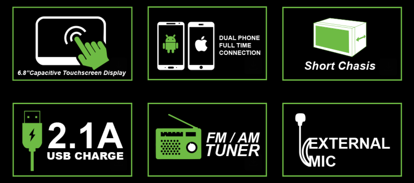 Grundig 6.8" Wireless Double Din AV GPS Bluetooth Receiver Touch-screen GX-3900