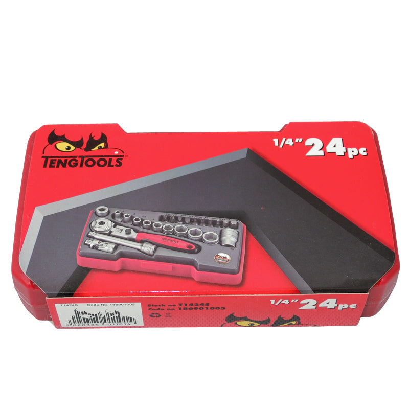 Teng Tools 24 Piece 1/4 inch Drive Hex Tool Set T1424S Swivel Head