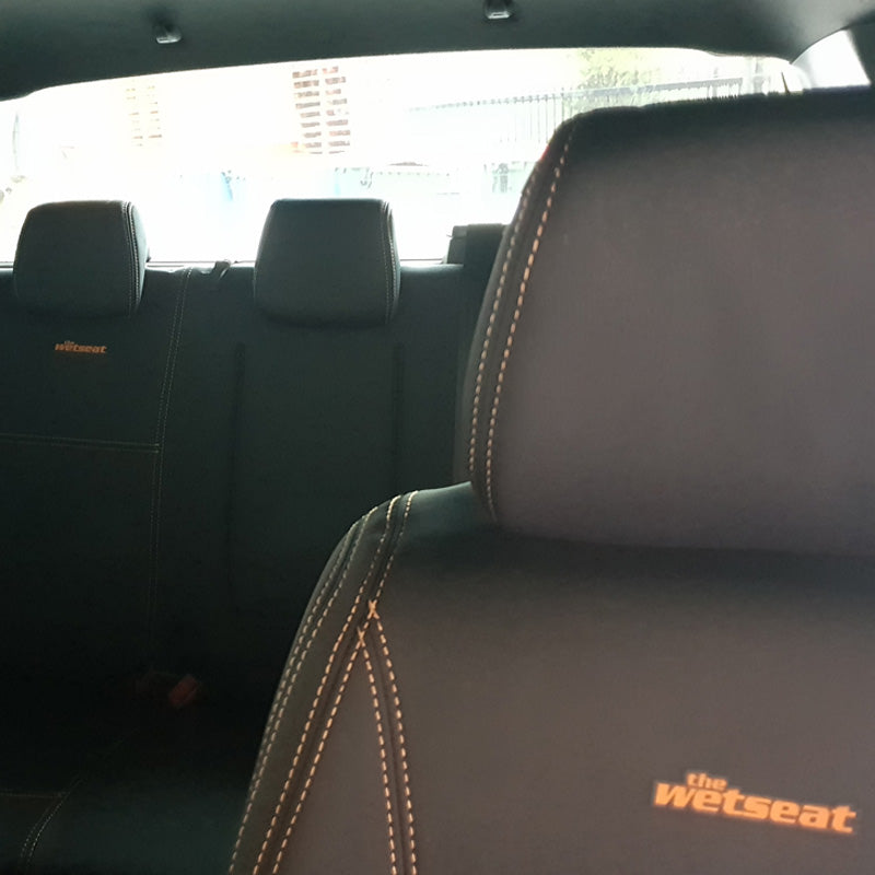Wet Seat Black Neoprene Seat Covers Suits Ford Ranger PX2/3 Dual Cab 7/2015-11/2020 Orange Stitching