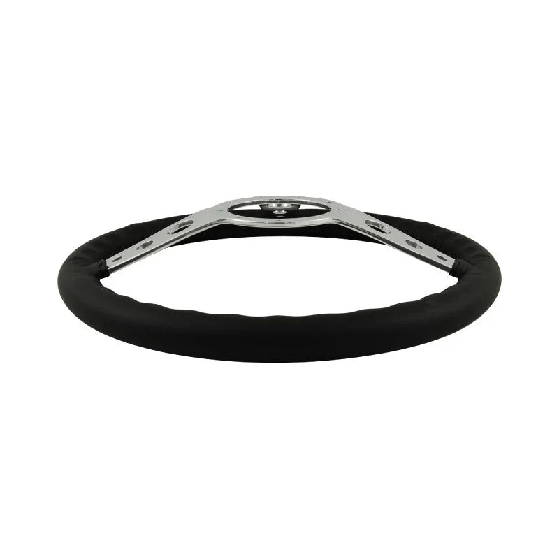 15″ Aluminium 9 Bolt Steering Wheel Black Leather Full-Wrap Slotted Spokes AAA-8063/159HOL